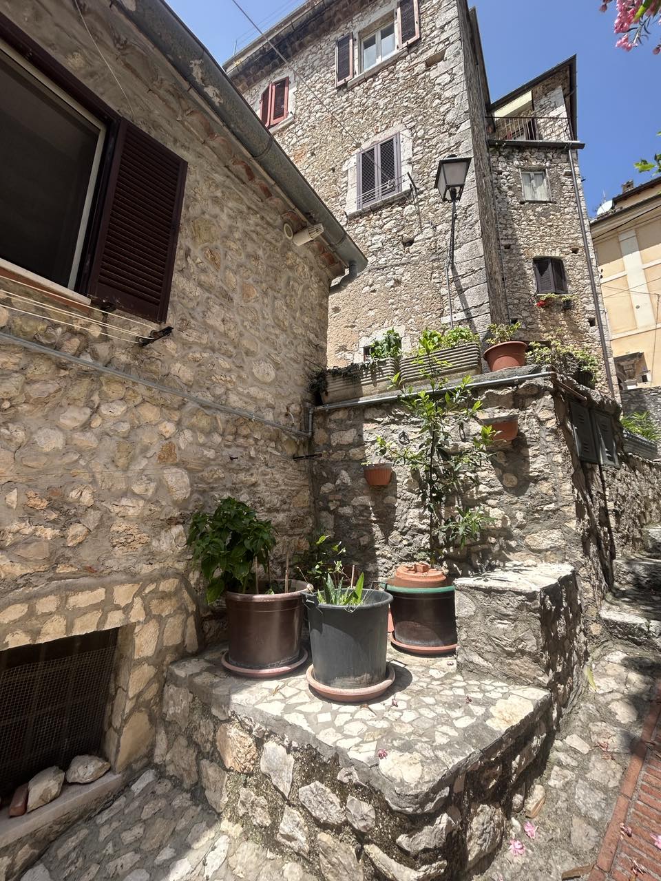 Beautiful stone house for sale in Veroli, Lazio region. Two homes for the price of one, renovated and partially furnished.