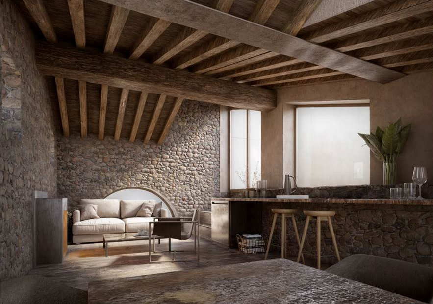 Semi-detached house with warehouse and garage.