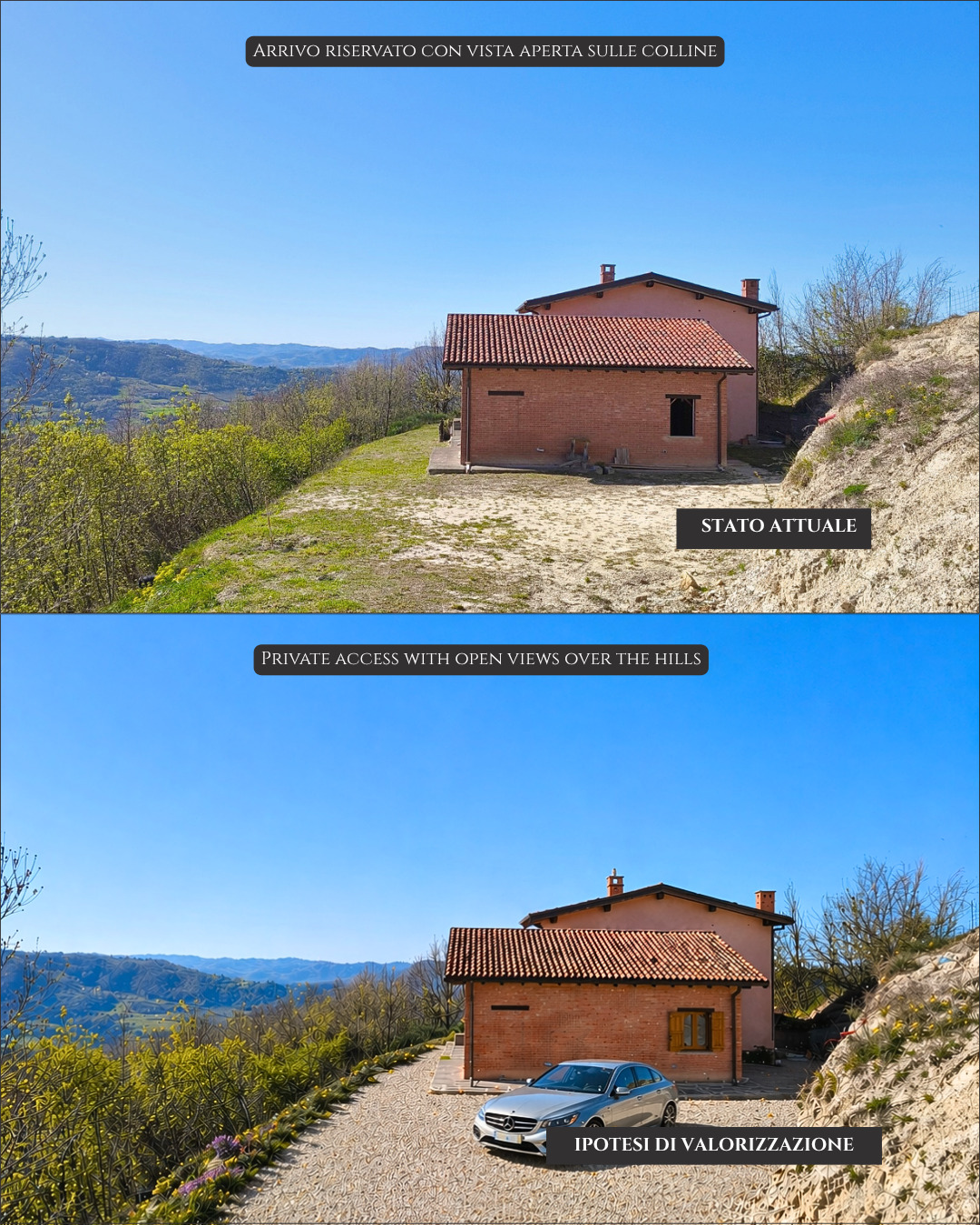 Panoramic Villa in Monferrato with Over 2 Hectares of Private Land – Rare Opportunity to Complete and Customize