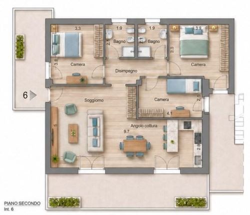 Apartment of 136 sqm with seaview with garden and terrace for sale in Chiavari in the Liguria region, Italy. The proper