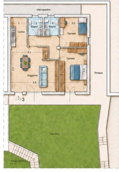 Apartment of 143 sqm with seaview with garden and terrace for sale in Chiavari in the Liguria region, Italy. The proper